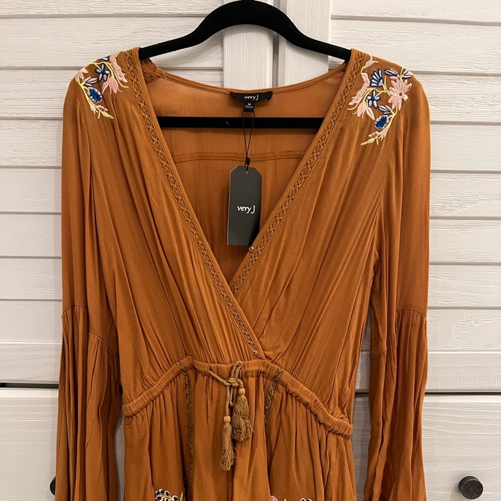 Orange embroidered romper